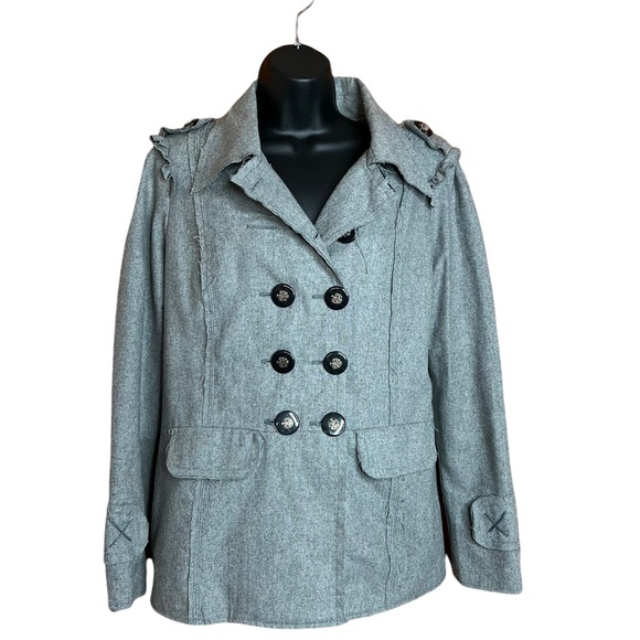 Anthropologie Jackets & Blazers - Anthropologie Nick & Mo Gray Wool Blend Military Style Double Breasted Jacket M